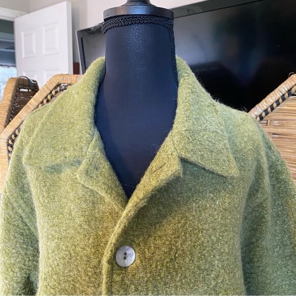 Chico's pea green olive jacket Coat mohair blend made in the USA size 1 Medium - Picture 6 of 8